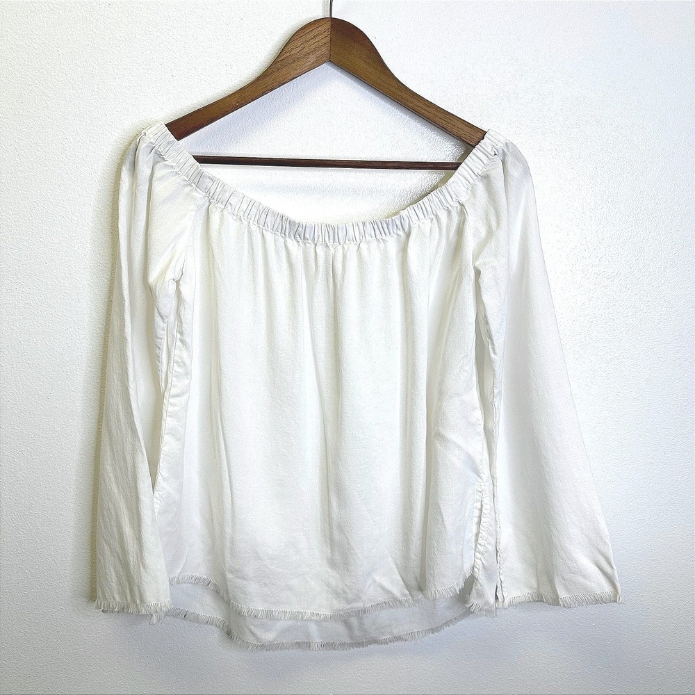 Cloth & Stone Off The Shoulder Raw Hem Blouse‎ White M